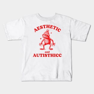 Aesthetic And Autisthicc Funny Autism Frog Kids T-Shirt